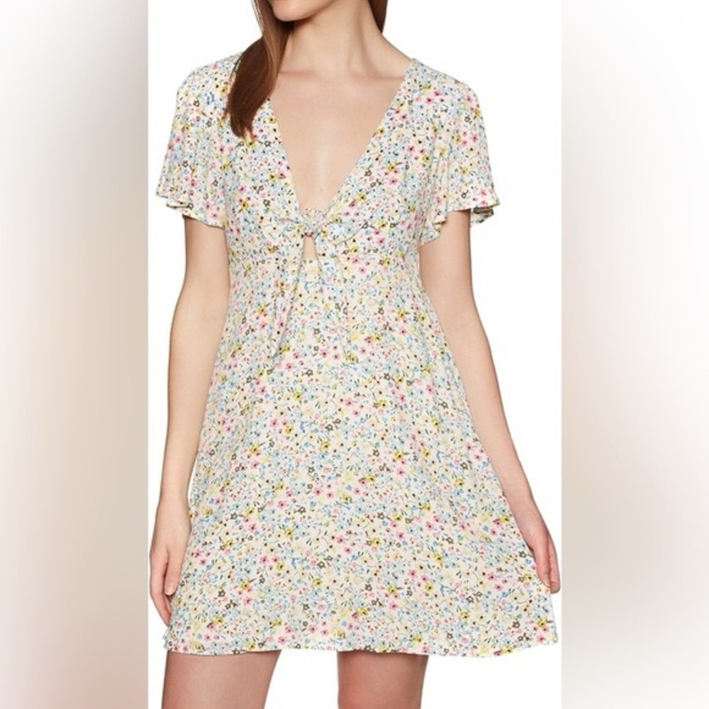 MINKPINK Rainbow Dreams Mini Dress In White Floral Print Small